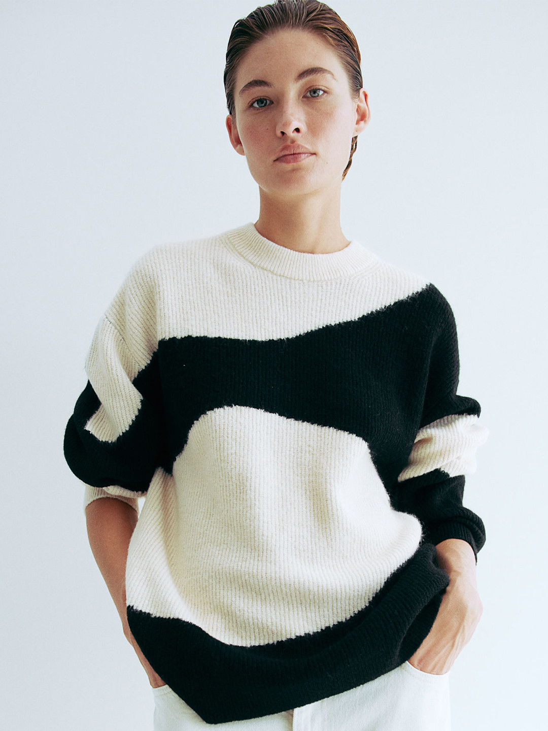 

H&M Jacquard-Knit Jumper, Beige