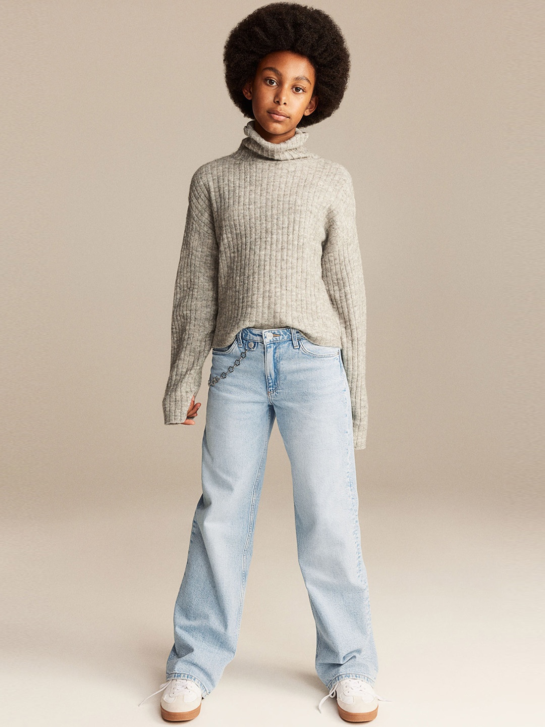

H&M Girls Wide Leg Low Jeans, Blue