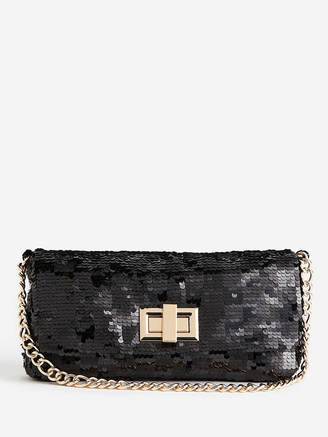 

H&M Sequined Shoulder Bag, Black