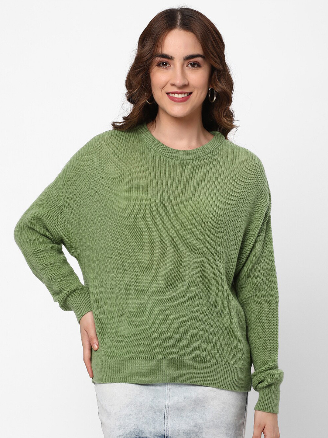 

R&B Cable Knit Acrylic Pullover Sweater, Green