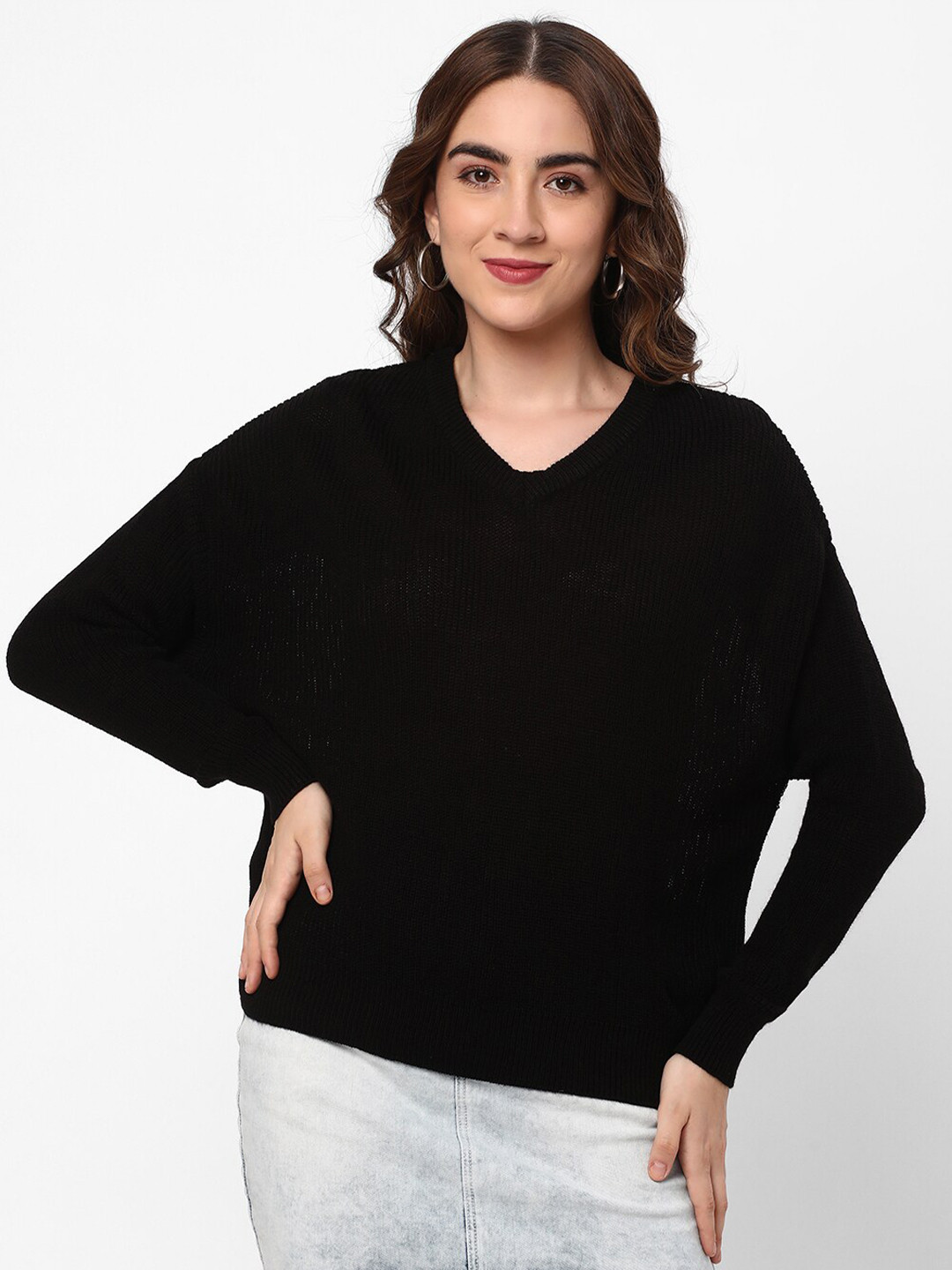 

R&B Cable Knit Acrylic Pullover Sweater, Black