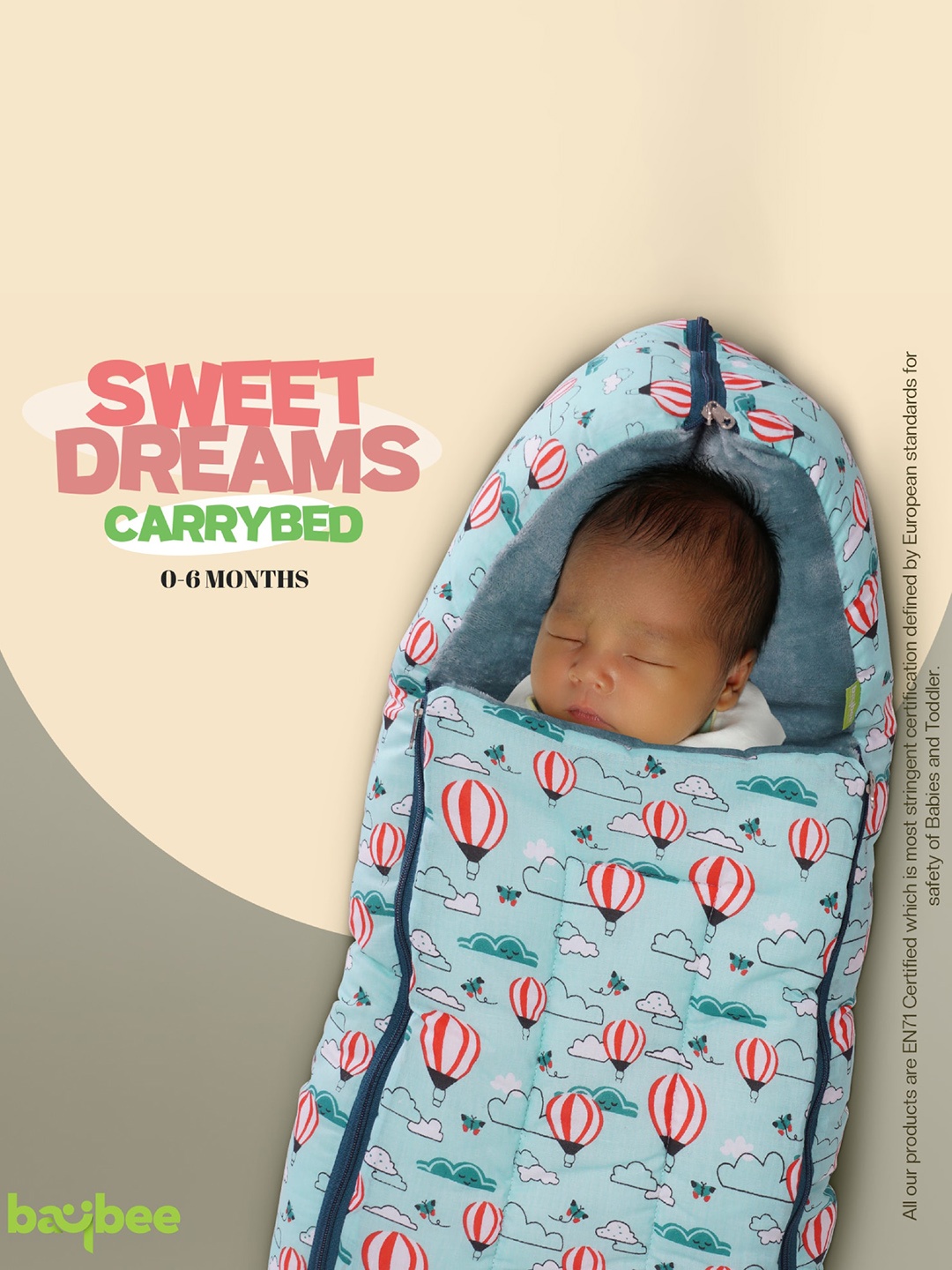 

BAYBEE Infants 3 In 1 Printed Cotton Baby Bed & Carry Bed, Green