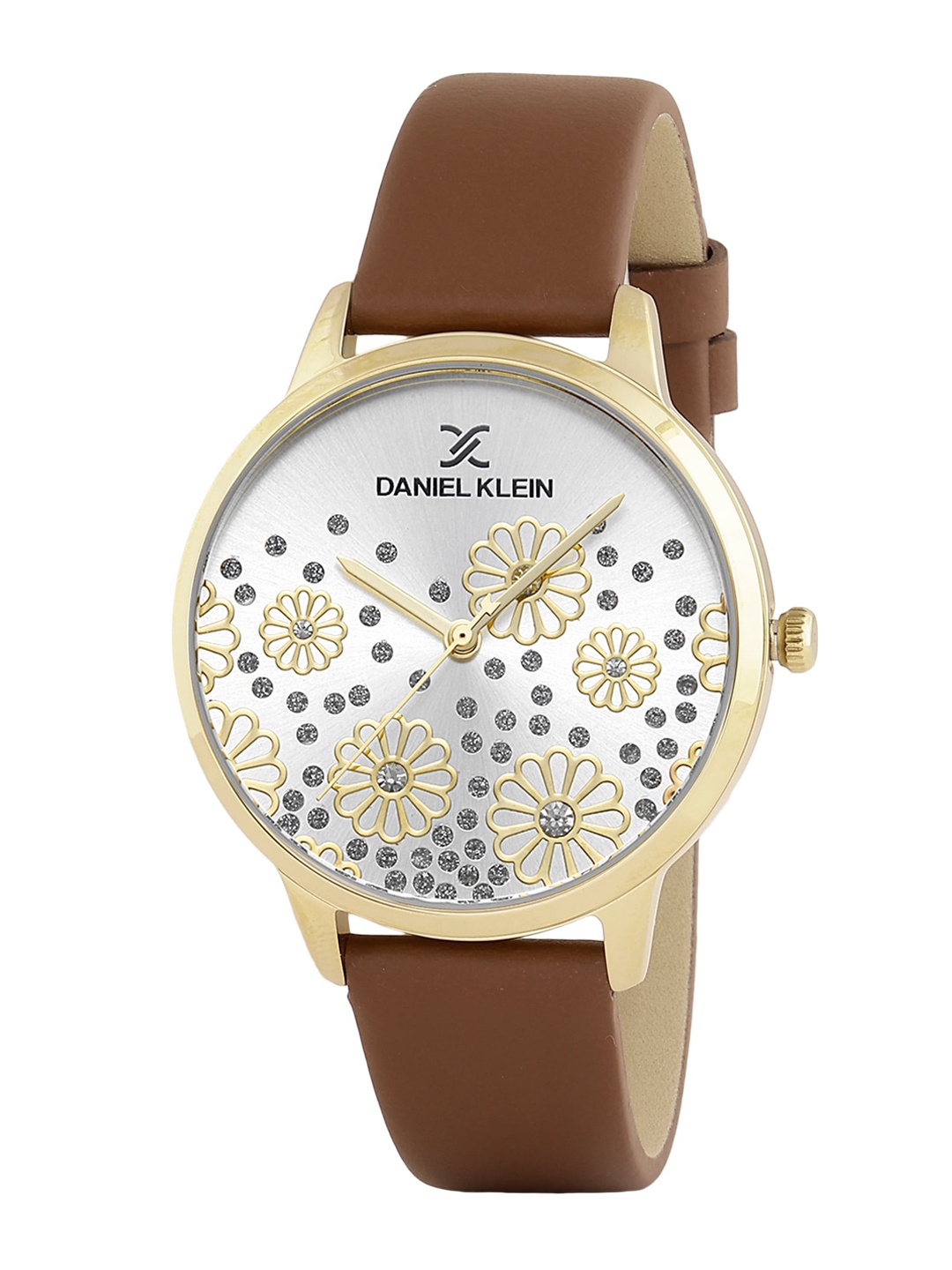 

Daniel Klein Women Embellished Dial & Leather Straps Analogue Watch DK.1.13459-3, Silver