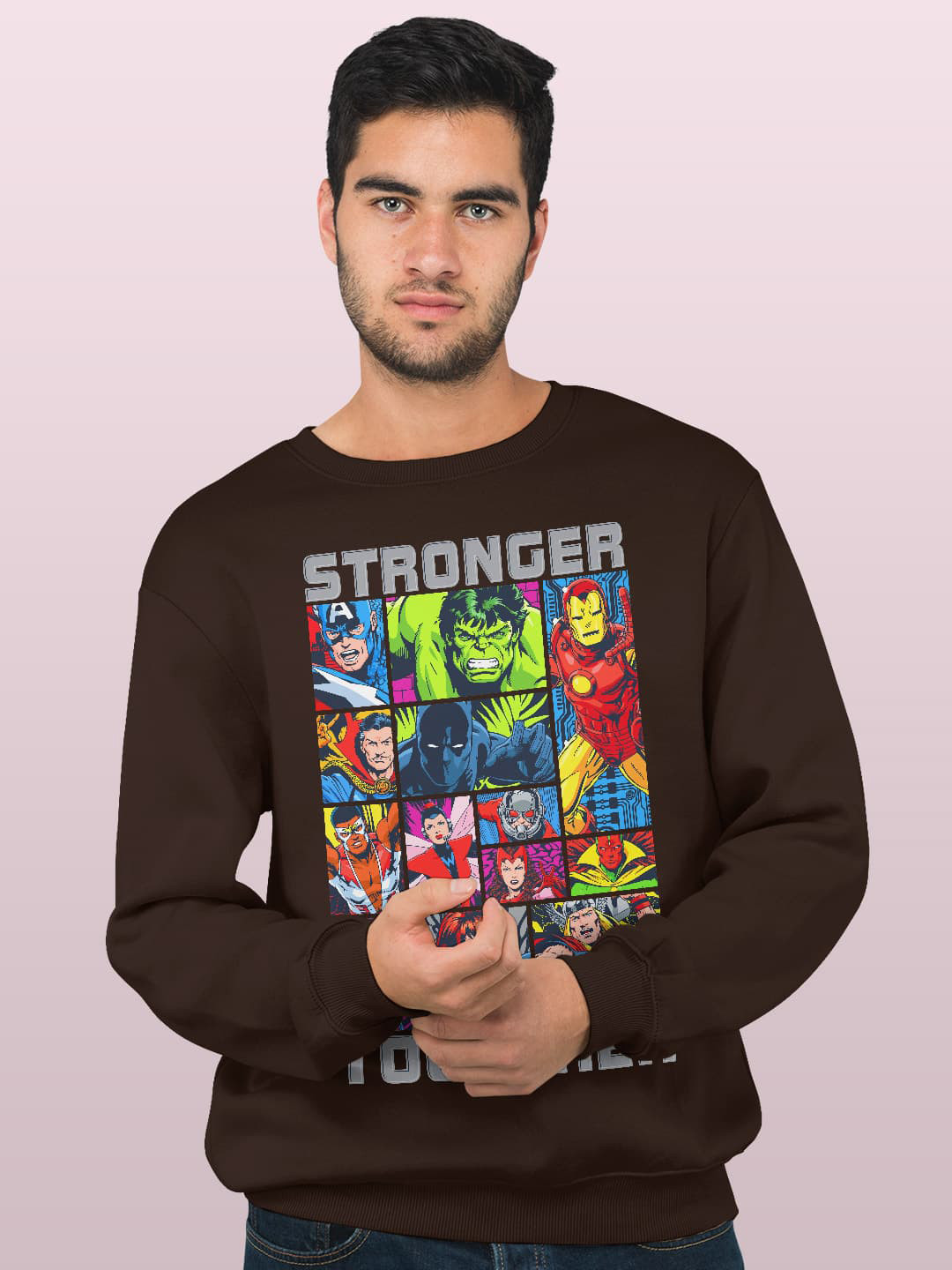 

macmerise Round Neck Printed Sweatshirt, Brown