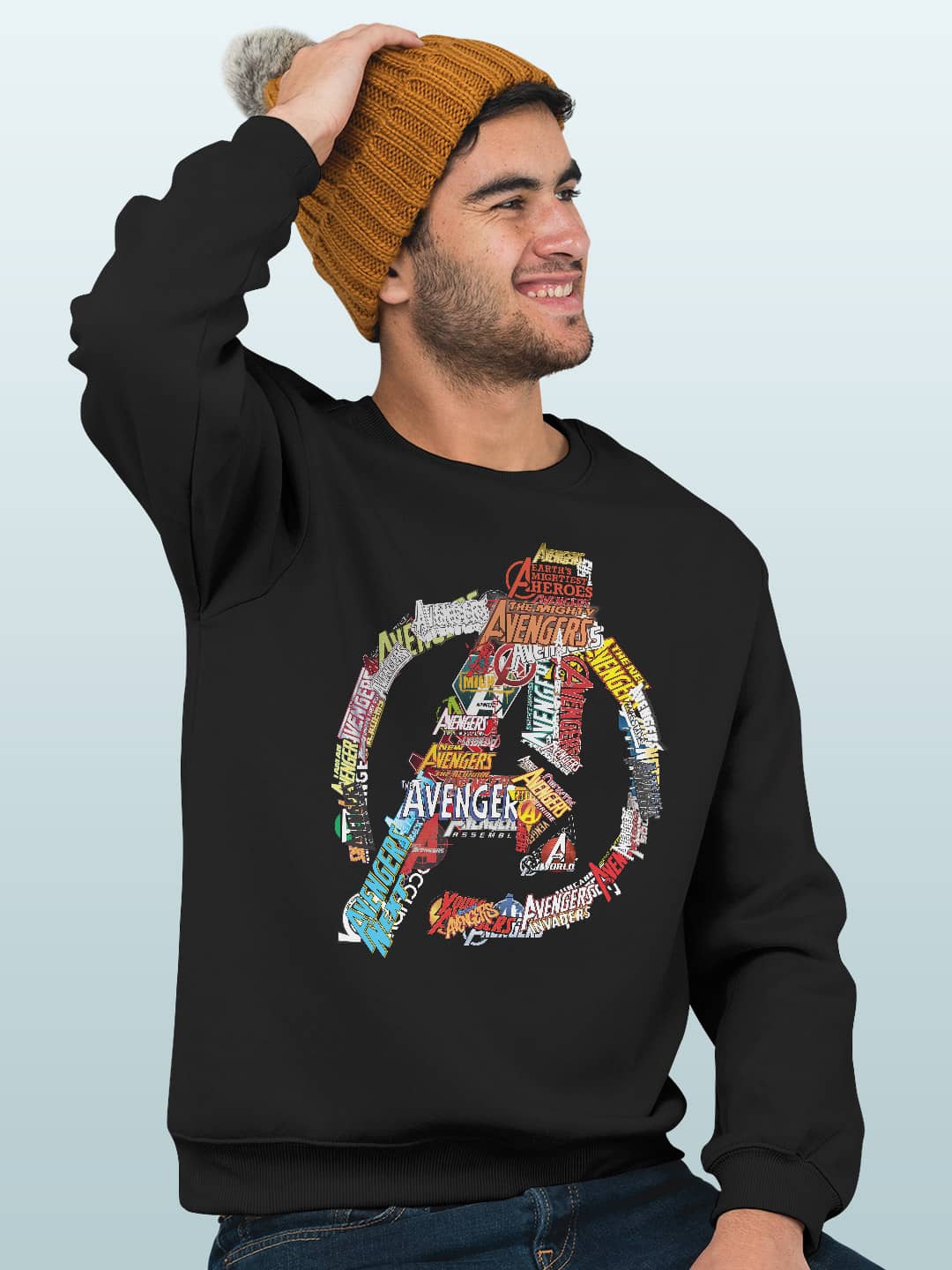 

macmerise Round Neck Printed Sweatshirt, Black