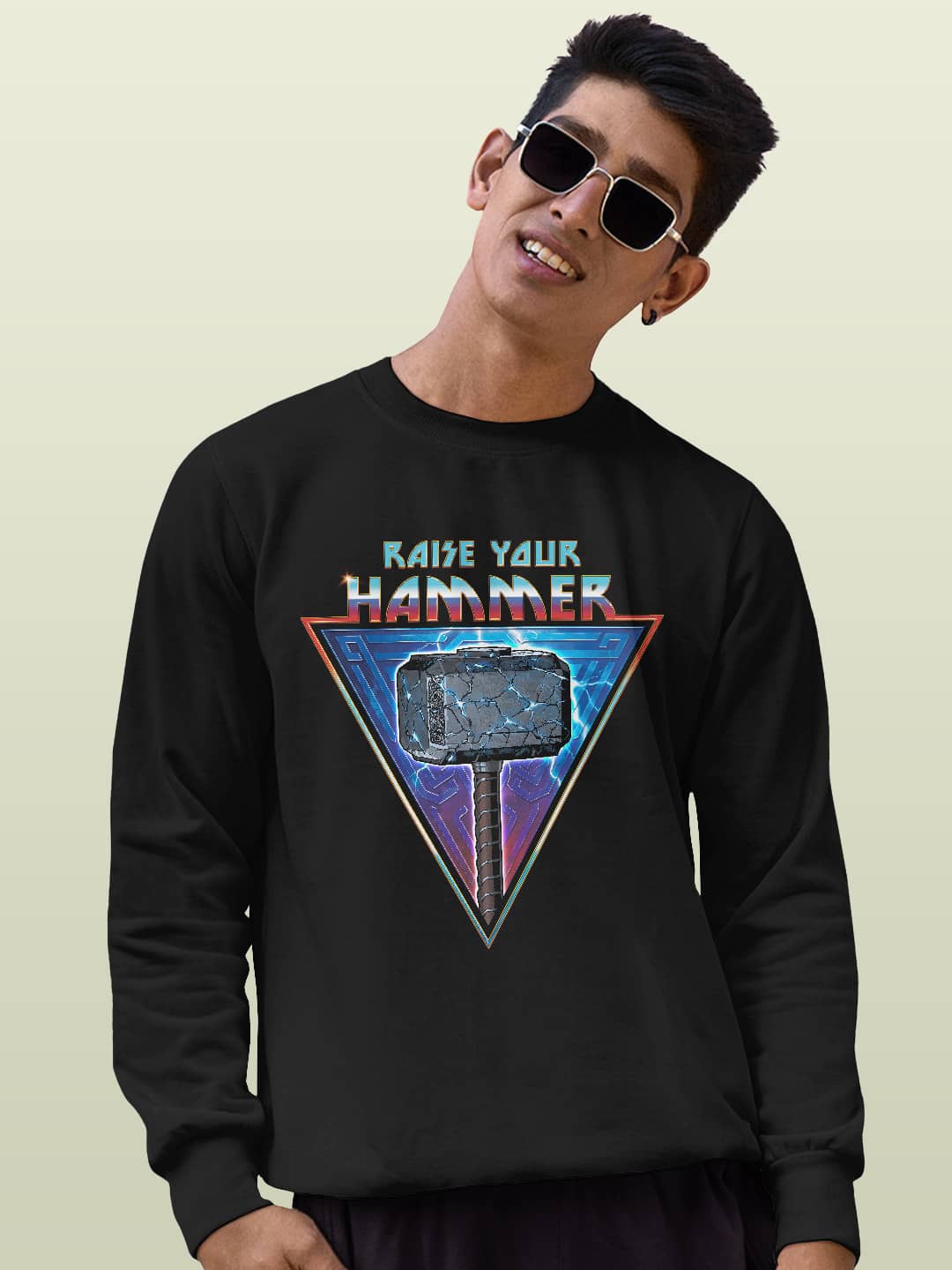 

macmerise Round Neck Printed Sweatshirt, Black