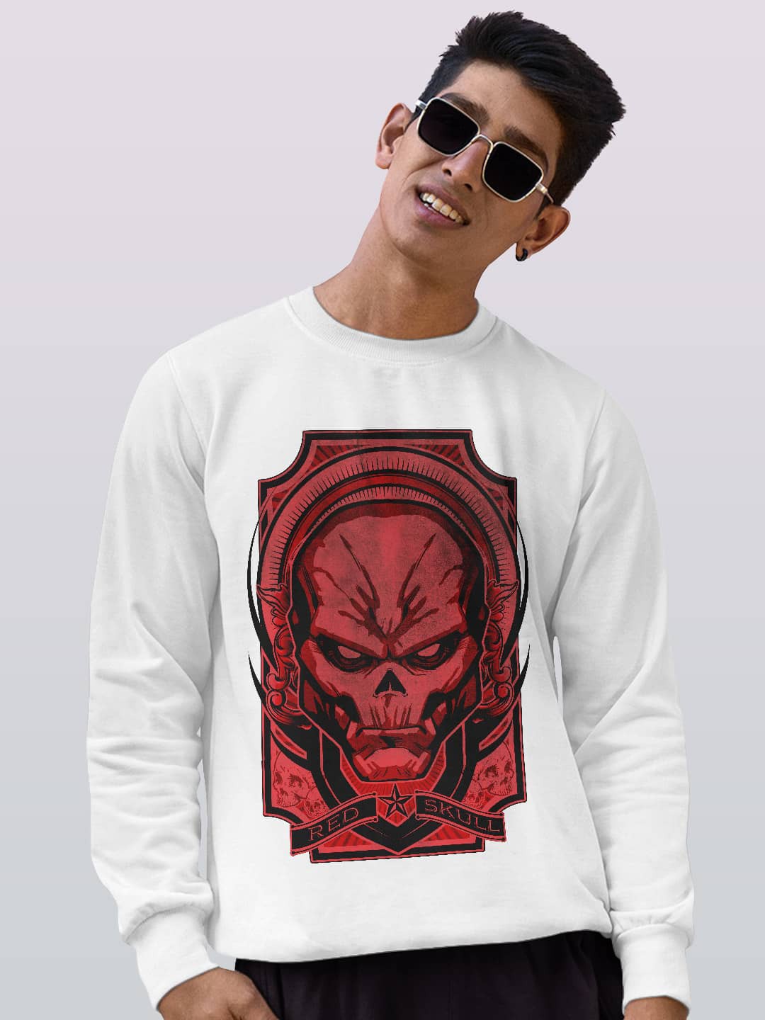 

macmerise Round Neck Printed Sweatshirt, White