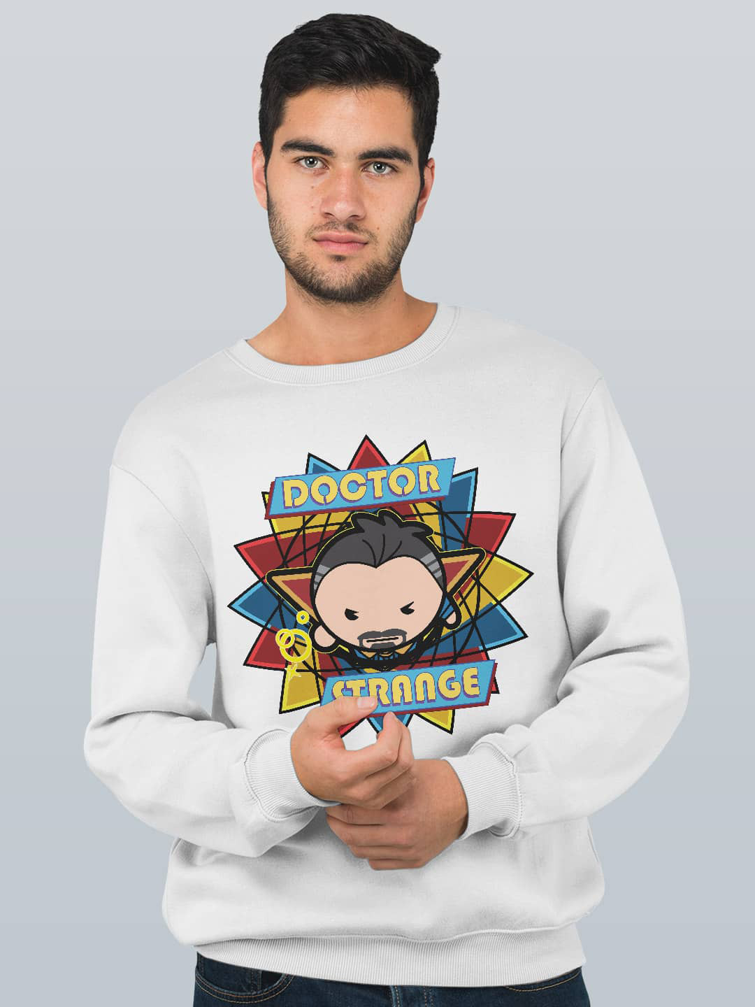 

macmerise Doctor Strange Kawaii Printed Dry Fit Sweatshirt, White