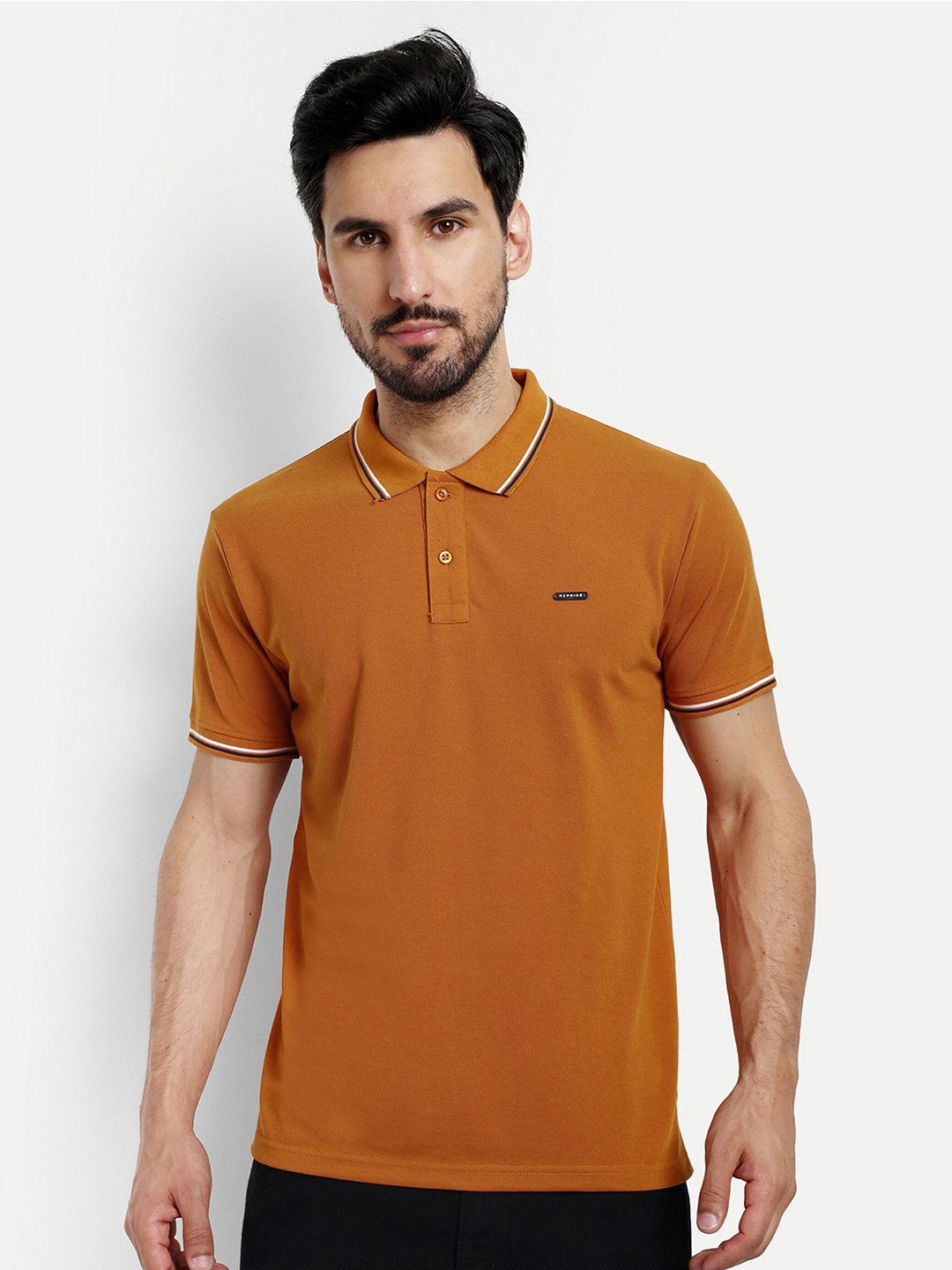 

REPRISE Polo Collar Pure Cotton Slim Fit T-shirt, Orange