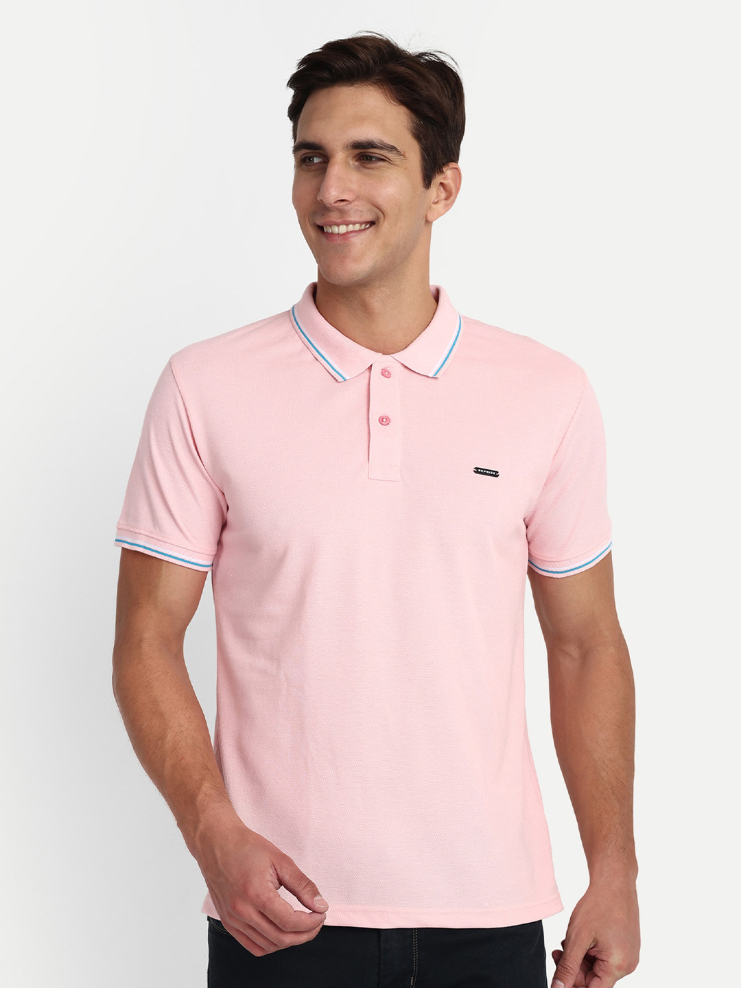 

REPRISE Polo Collar Pure Cotton Slim Fit T-shirt, Pink