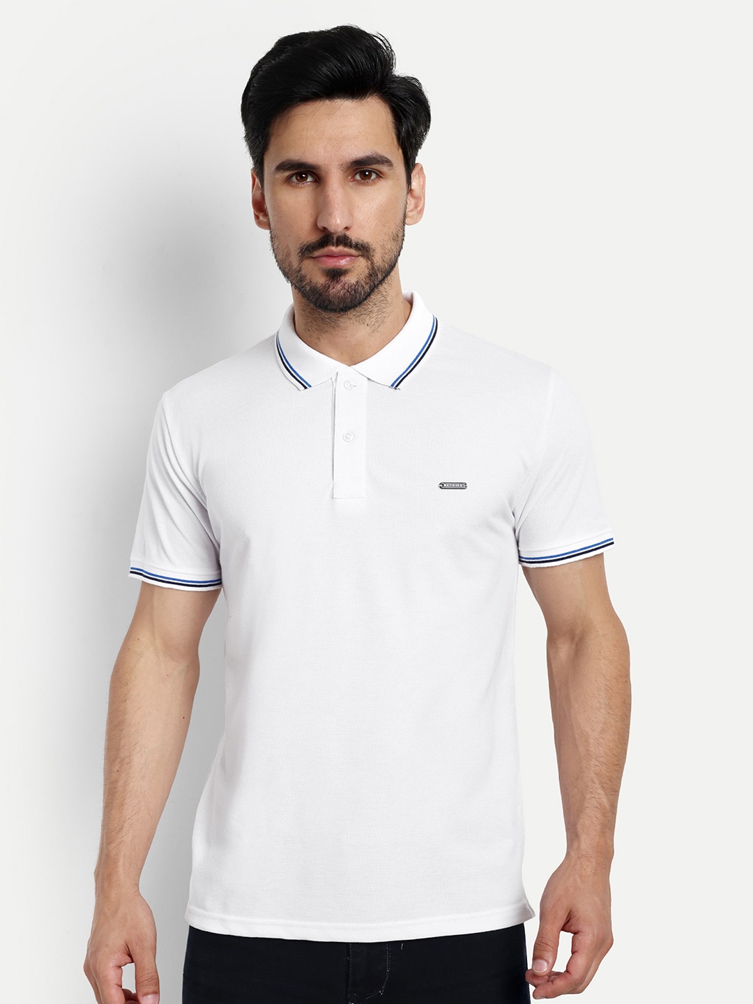 

REPRISE Polo Collar Pure Cotton Slim Fit T-shirt, White