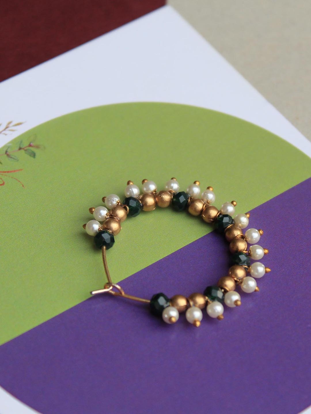 

BeAbhika Beaded Nose Ring, Gold