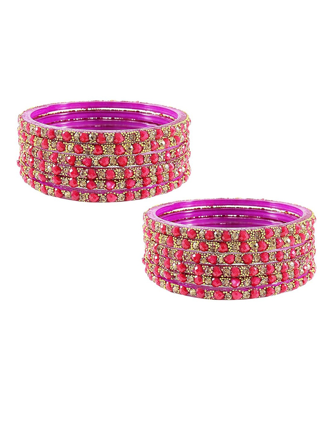 

NMII Set Of 12 Crystal Studded Bangles, Magenta