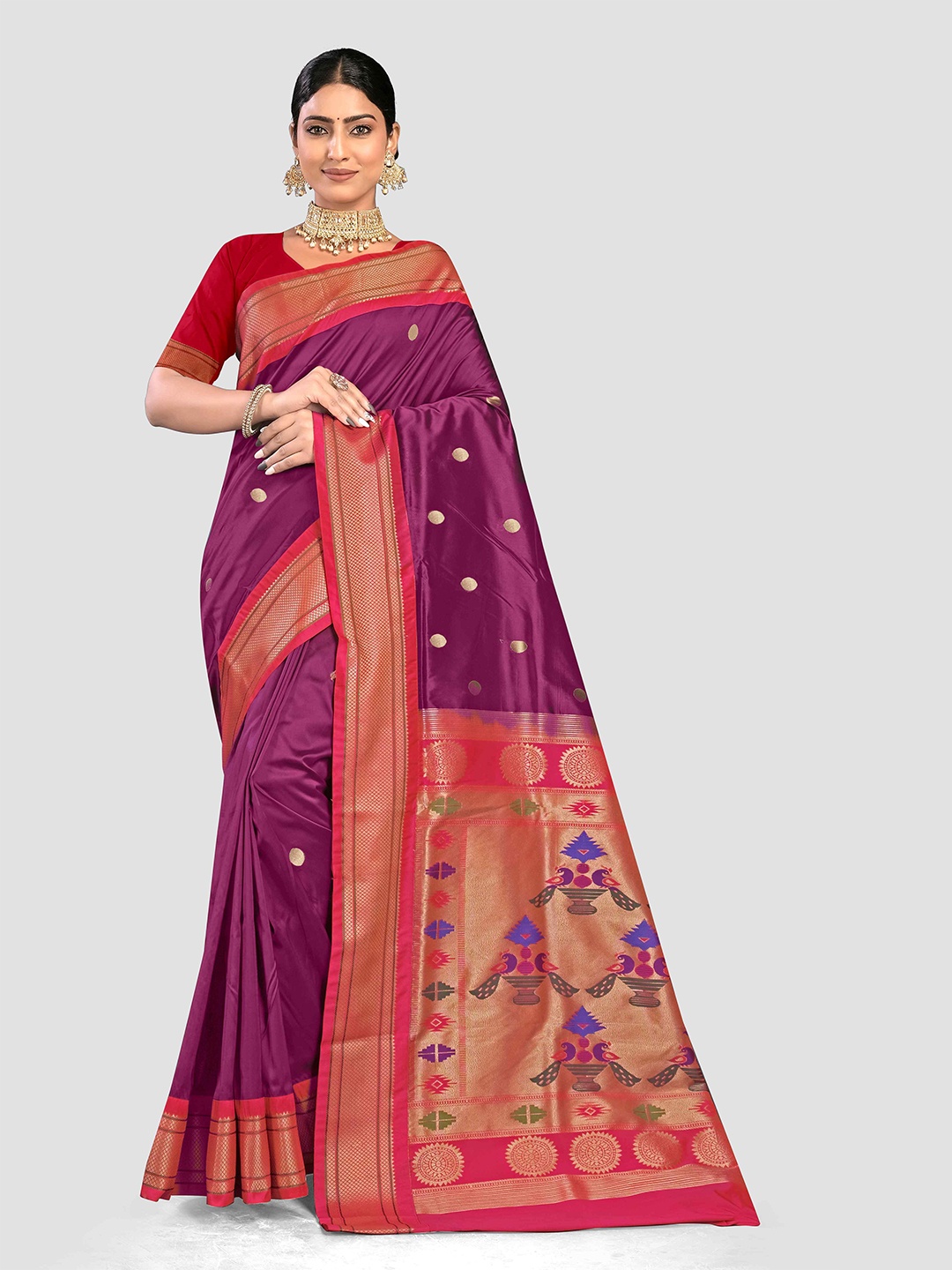 

KAJREE Woven Design Zari Paithani Saree, Purple