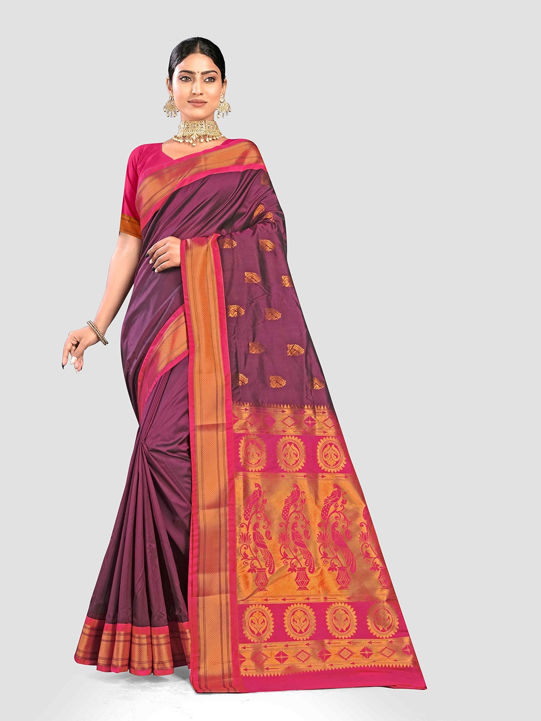 

KAJREE Woven Design Zari Paithani Saree, Purple