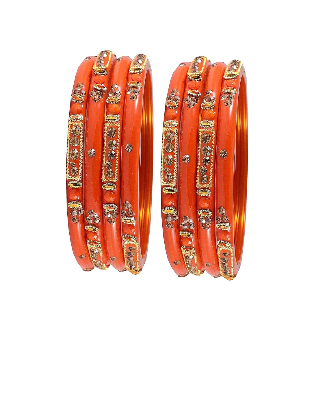 

NMII Set of 8 Crystal Studded Bangles, Orange