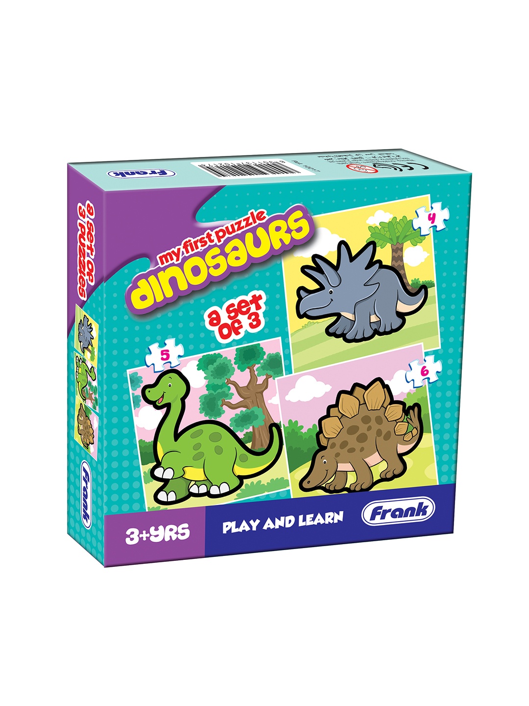 

Frank Multicoloured Set of 3 Dinosaurs Puzzles - 4, 5 & 6 Pieces, Multi