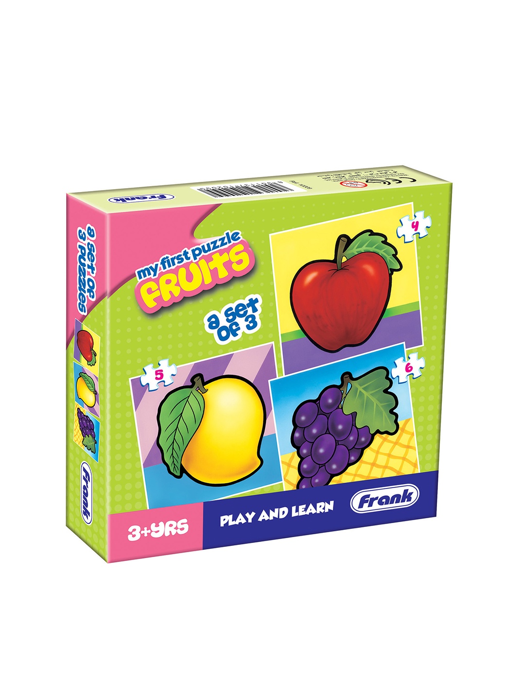 

Frank Kids Fruits - A Set of 3 First Puzzles For Ages 3+ Years, Multi