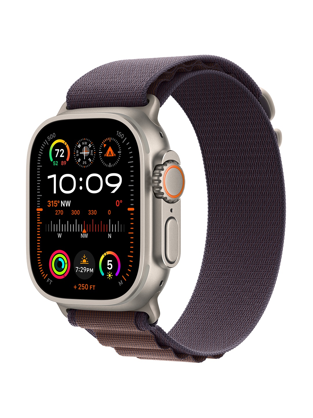 

Apple Watch Ultra 2 GPS + Cellular 49 mm Titanium Case with Indigo Alpine Loop, Blue