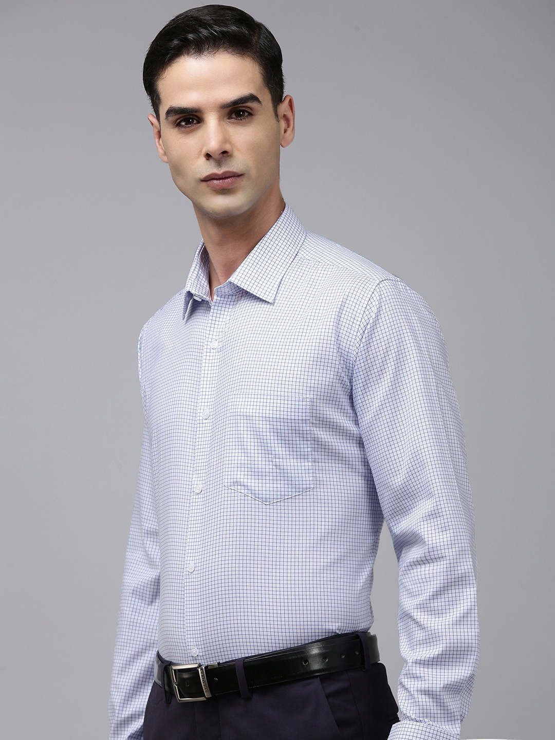 

Van Heusen Pure Cotton Custom Fit Checked Formal Shirt, Blue