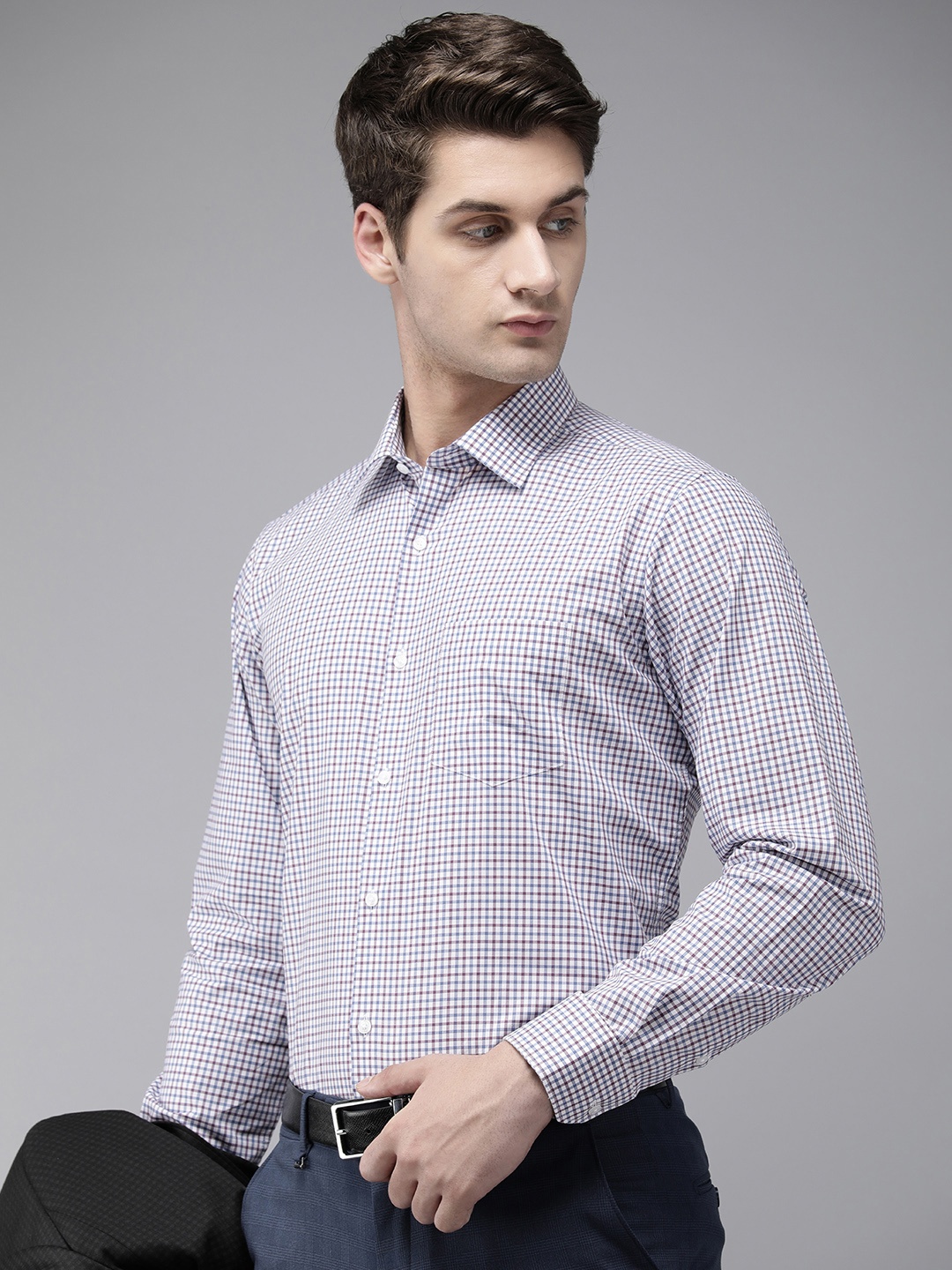 

Van Heusen Pure Cotton Custom Checked Formal Shirt, White
