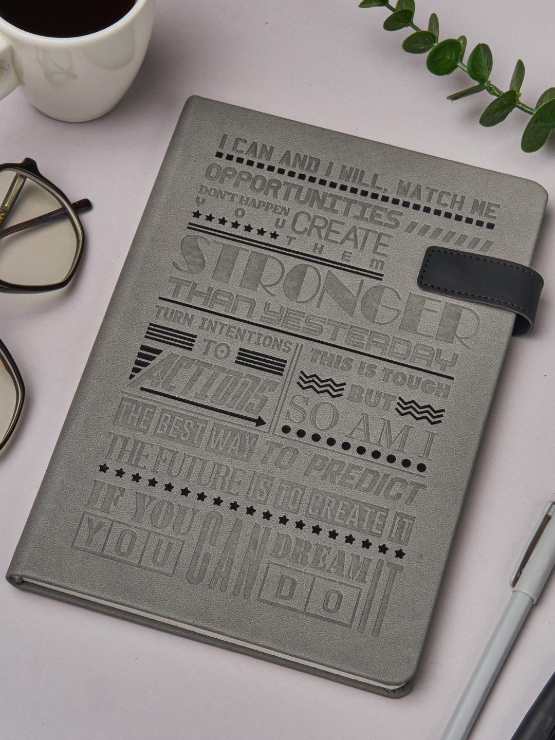

Doodle Strong Willed Printed Flip Bound A5 Notebook With Magnetic Flip Closure, Grey