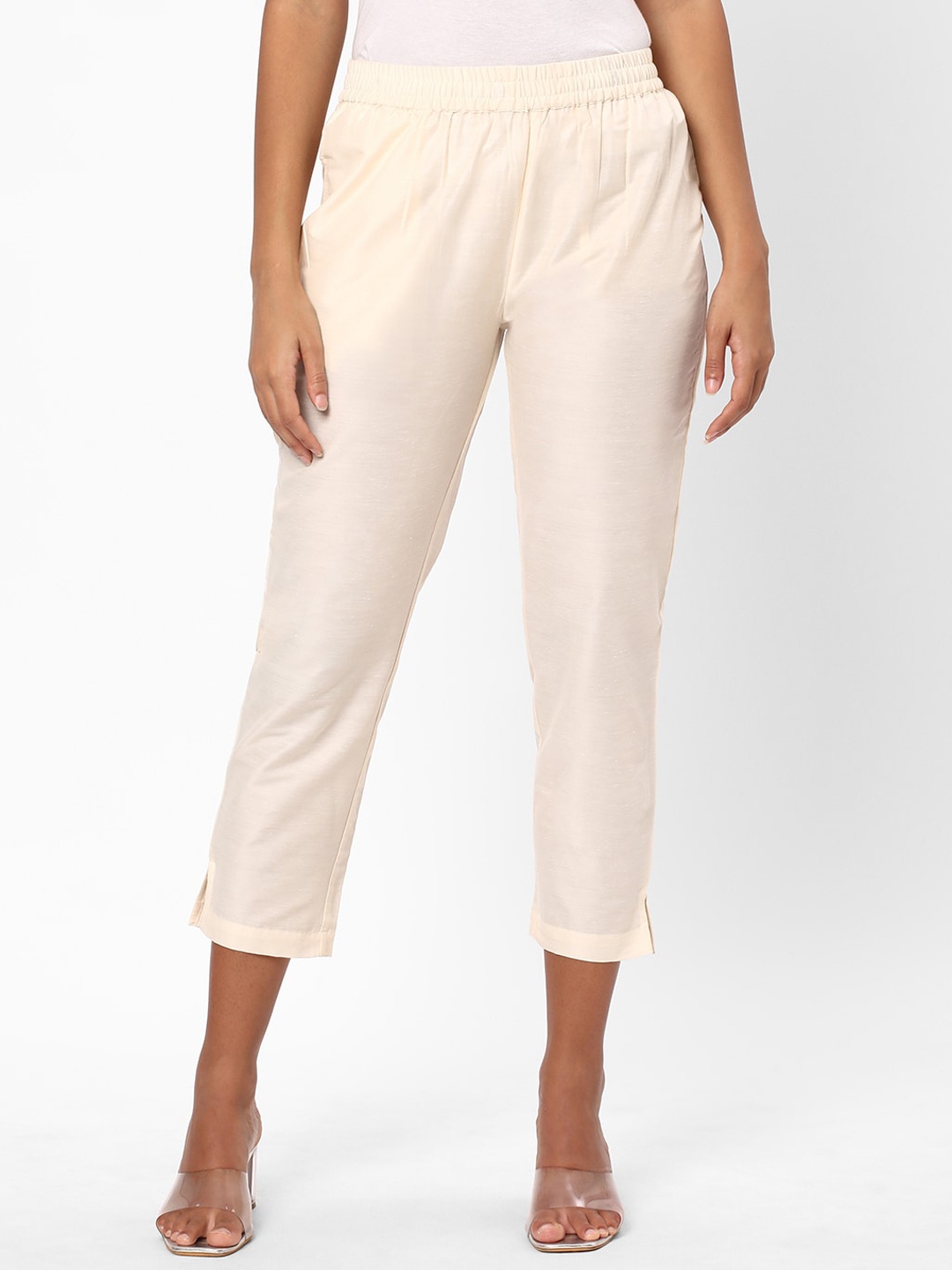 

R&B Women Slim Fit Ethnic Trousers, White