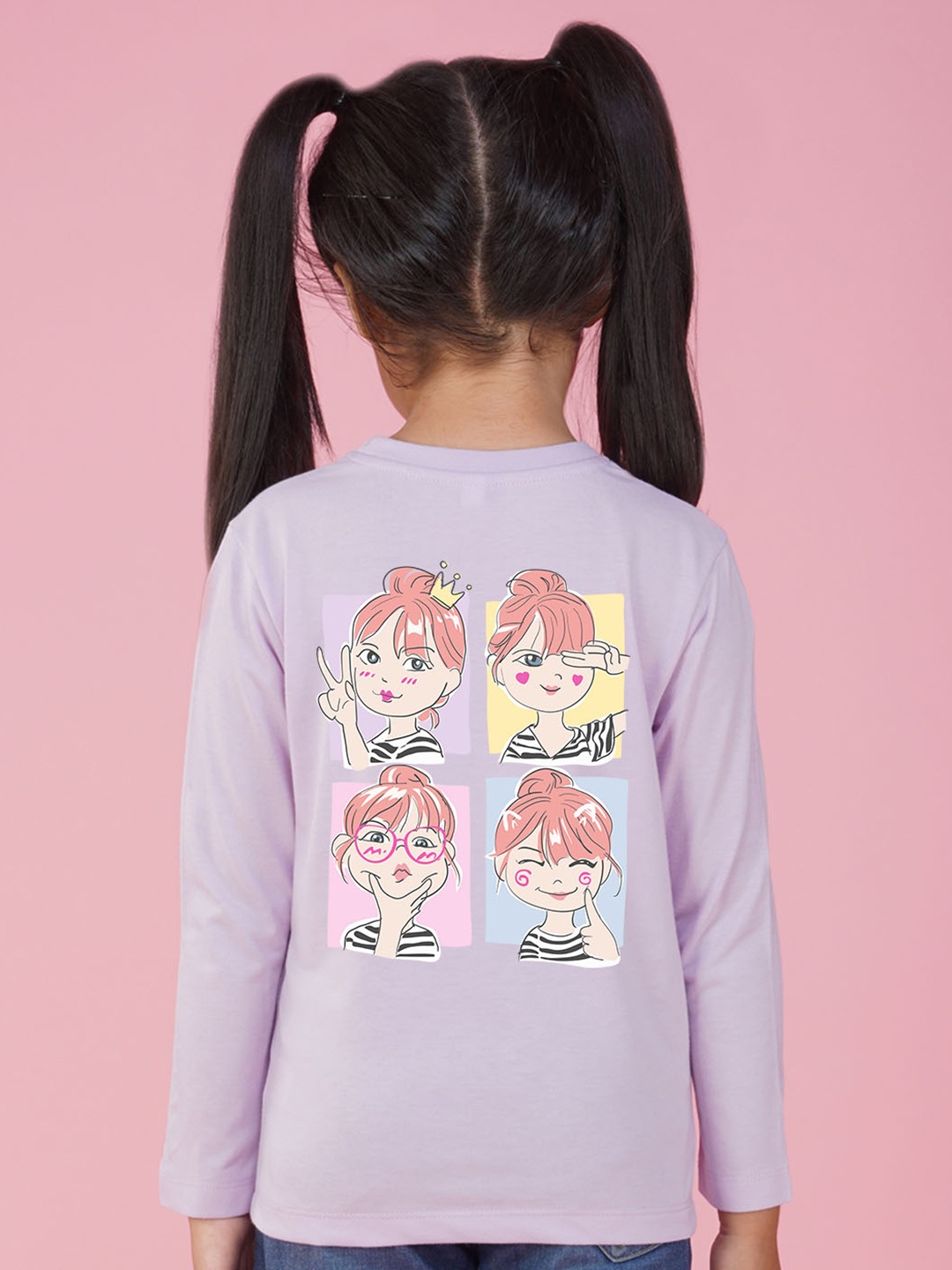 

NUSYL Girls Regular Fit Graphic Printed Round Neck Long Sleeve Tshirt, Purple