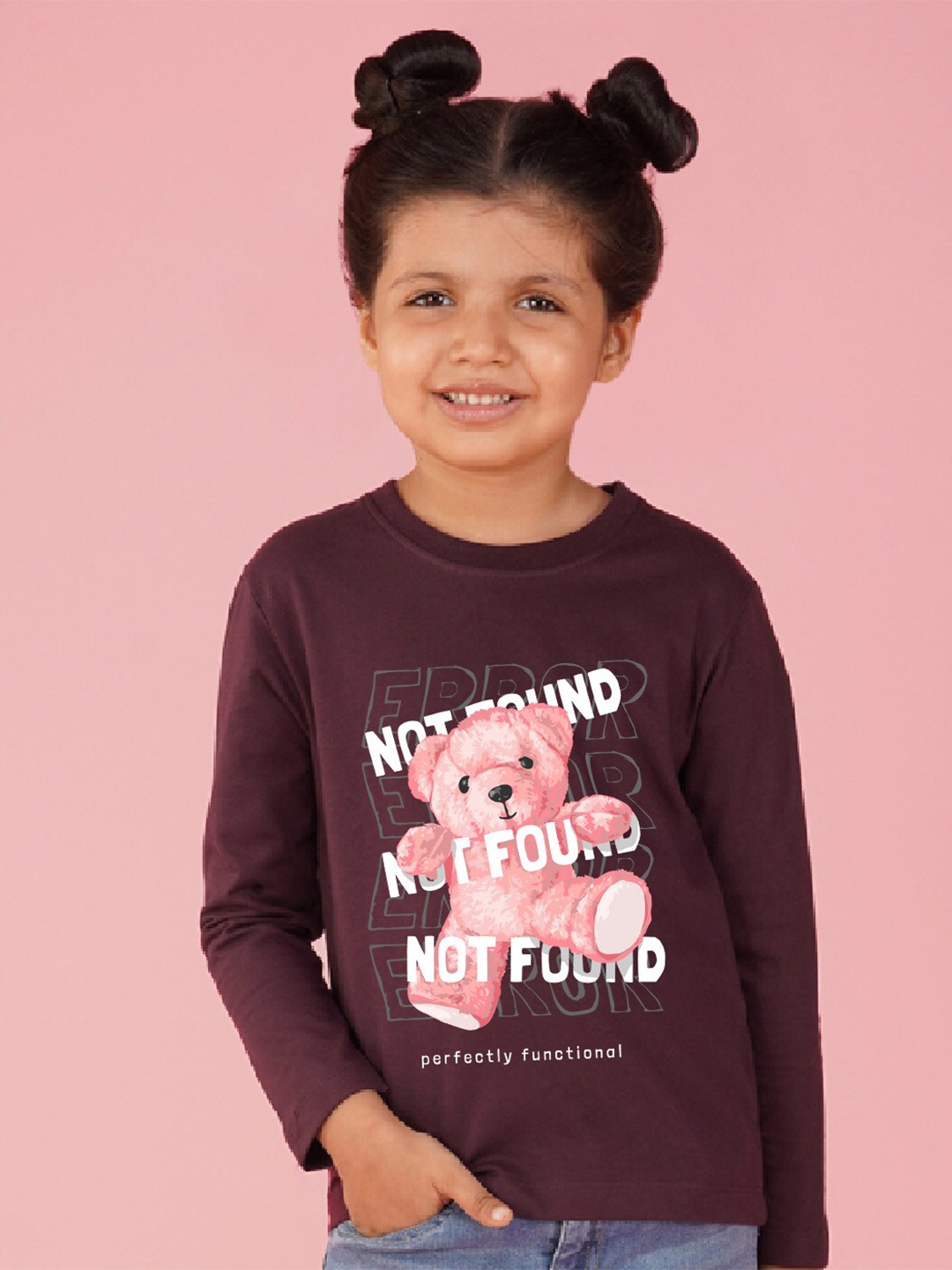 

NUSYL Girls Graphic Printed Long Sleeves T-shirt, Maroon