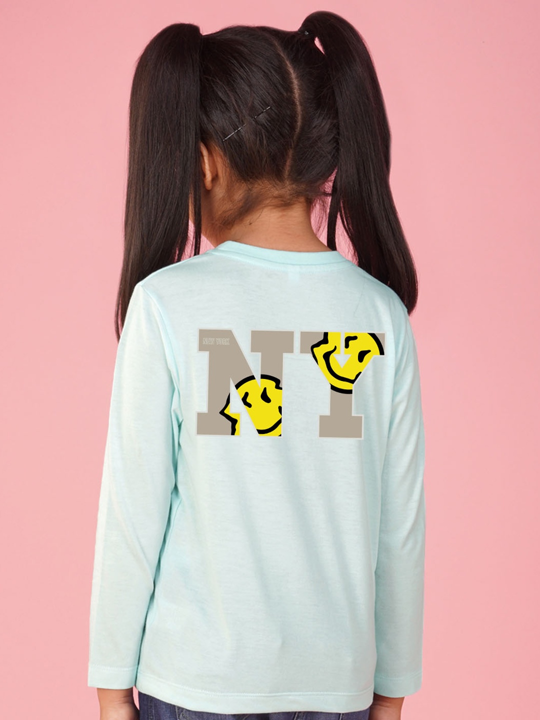 

NUSYL Girls Graphic Printed Long Sleeves T-shirt, Blue