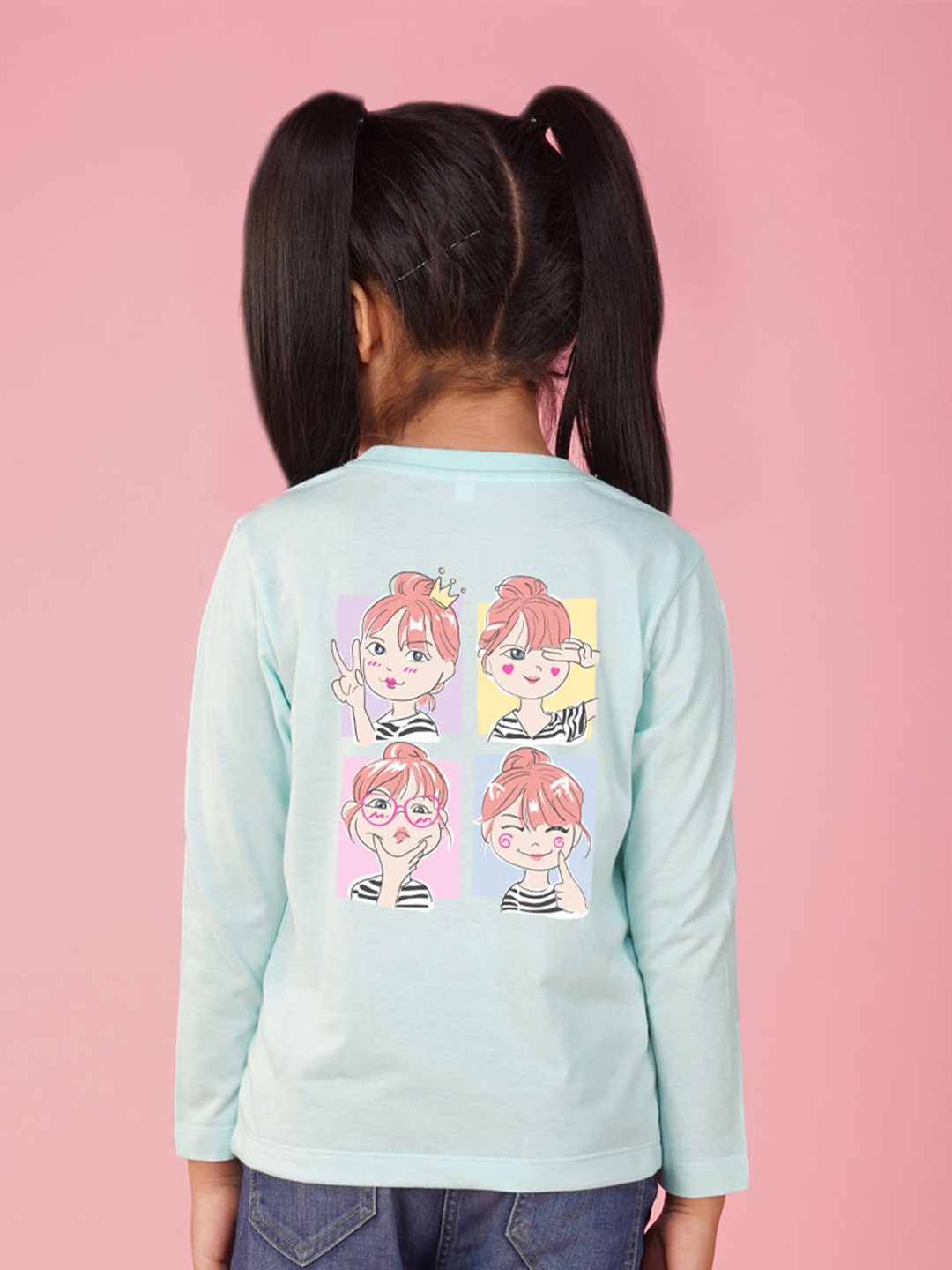 

NUSYL Girls Graphic Printed Long Sleeves T-shirt, Blue