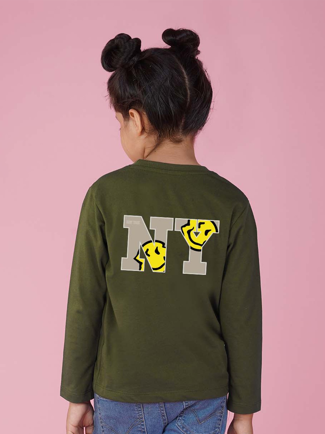 

NUSYL Girls Graphic Printed Long Sleeves T-shirt, Green