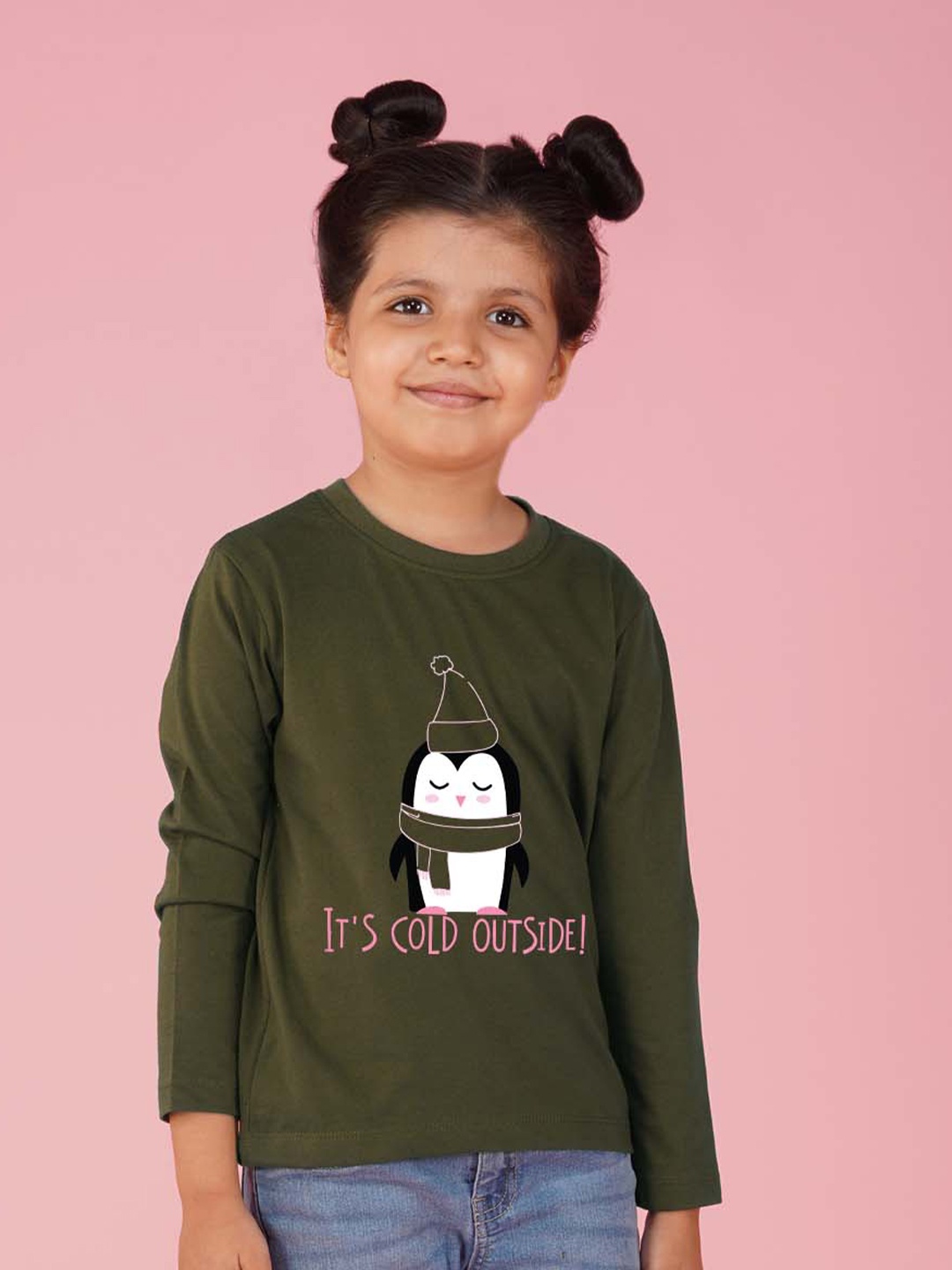 

NUSYL Girls Graphic Printed Long Sleeves T-shirt, Green