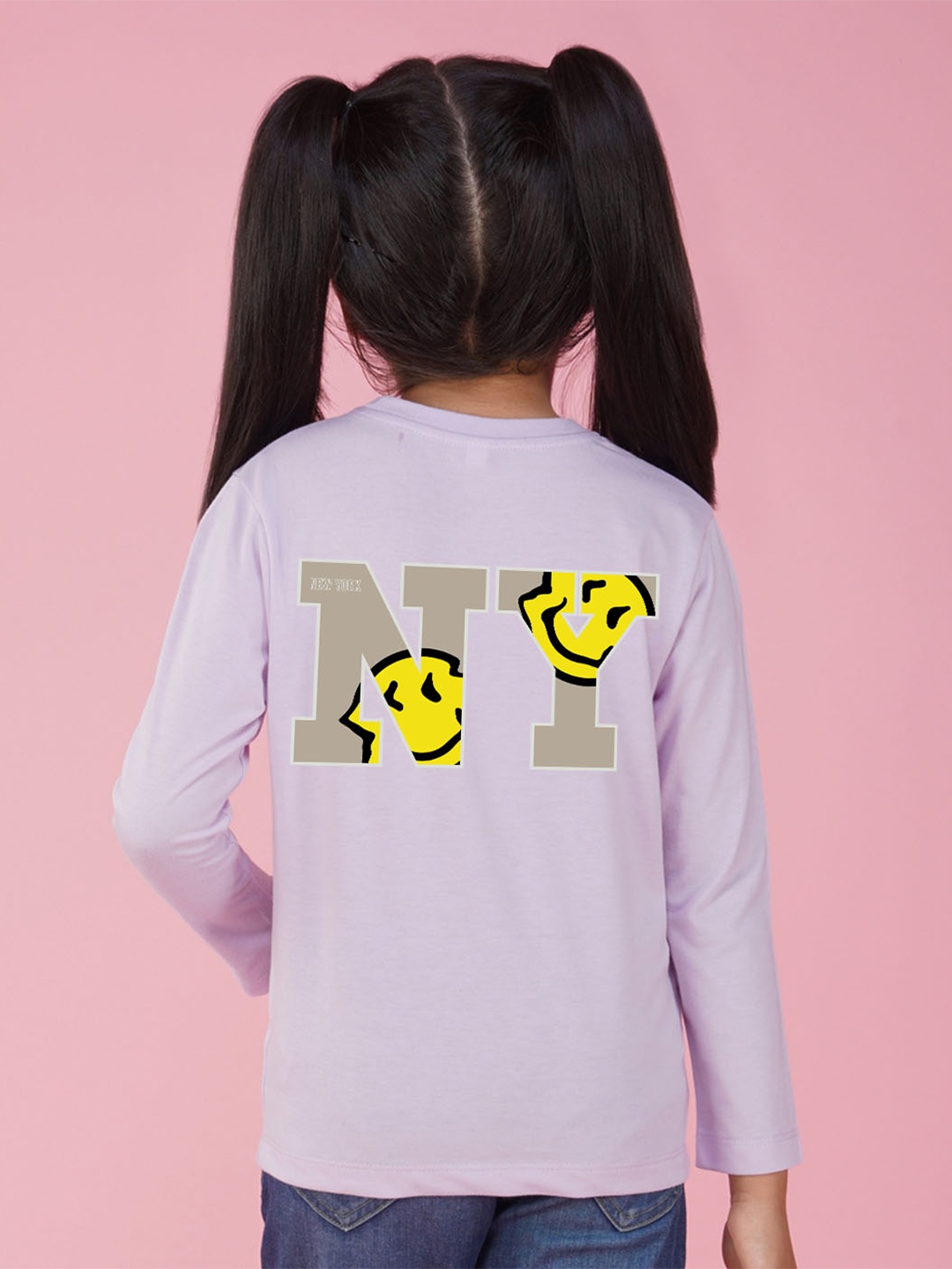 

NUSYL Girls Typography Printed Long Sleeves T-shirt, Purple