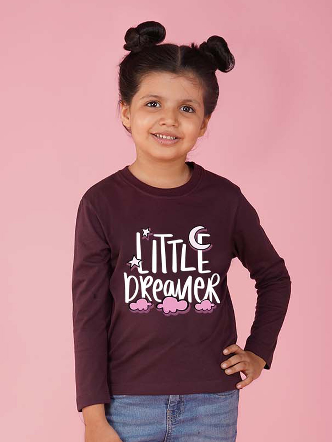 

NUSYL Girls Graphic Printed Round Neck T-shirt, Maroon