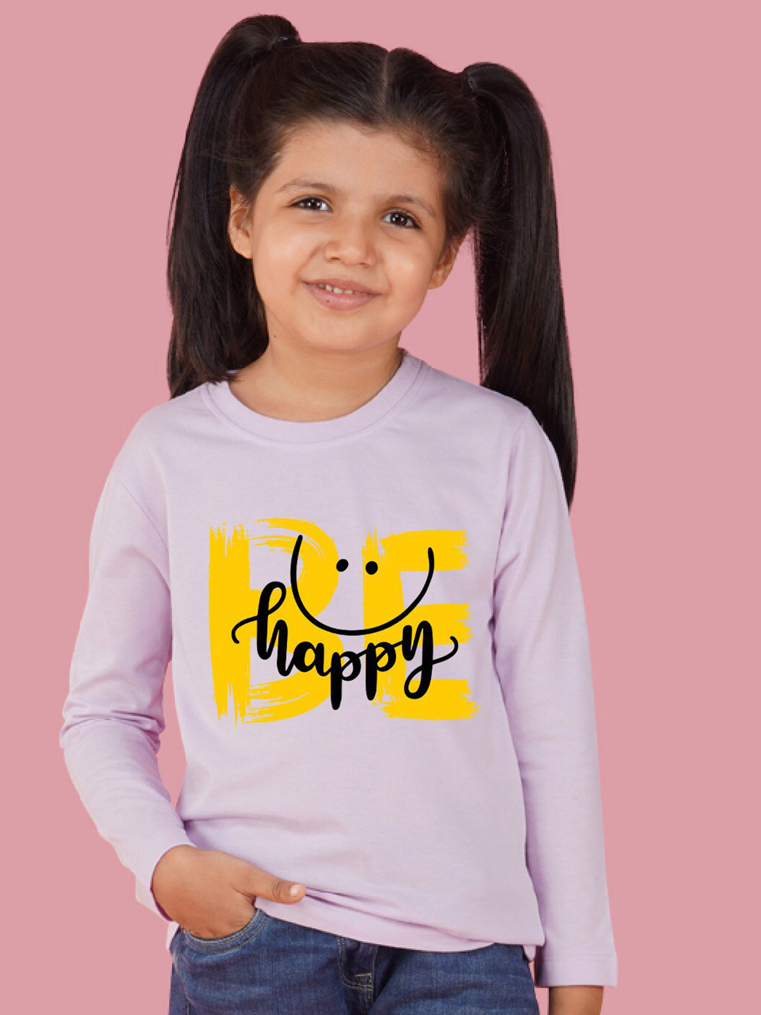 

NUSYL Girls Graphic Printed Round Neck T-shirt, Purple