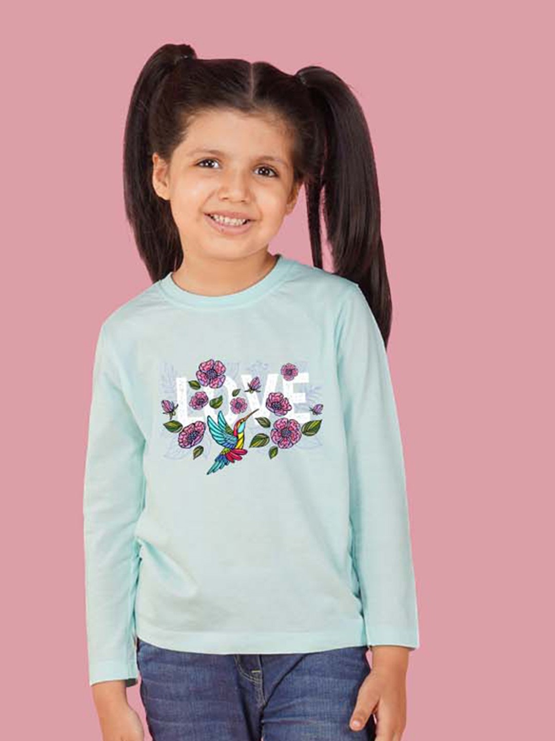 

NUSYL Girls Graphic Printed Long Sleeves T-shirt, Blue