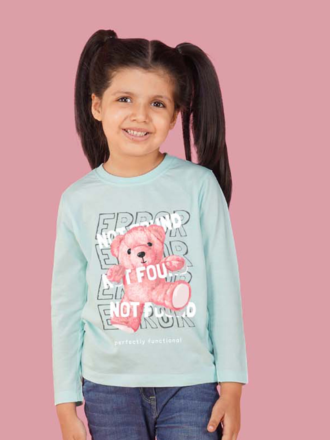 

NUSYL Girls Typographic Printed Long Sleeves T-shirt, Blue
