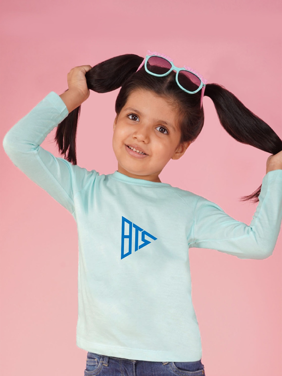 

NUSYL Girls Printed T-shirt, Blue