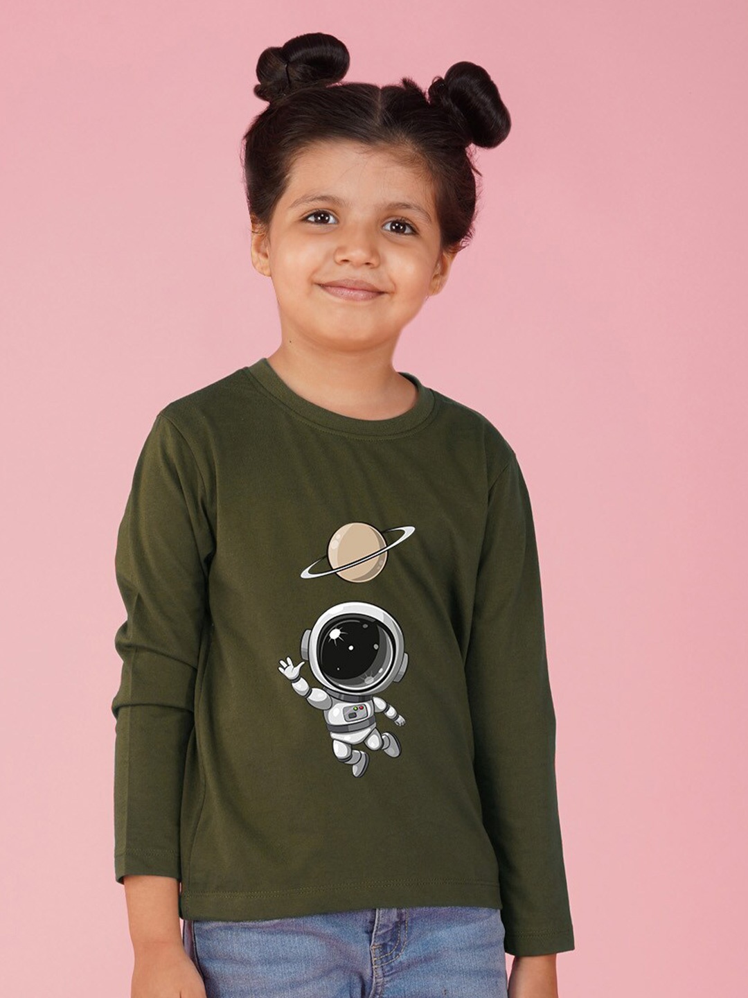 

NUSYL Girls Graphic Printed T-shirt, Green