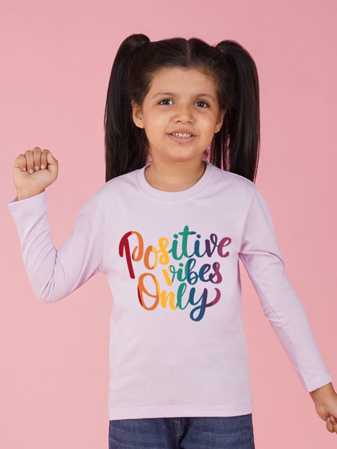

NUSYL Girls Typography Printed T-shirt, Purple