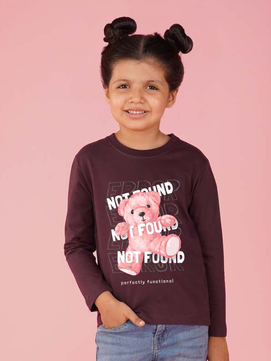 

NUSYL Girls Graphic Printed T-shirt, Maroon