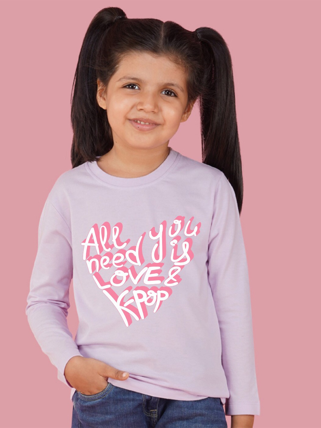 

NUSYL Girls Typography Printed T-shirt, Purple