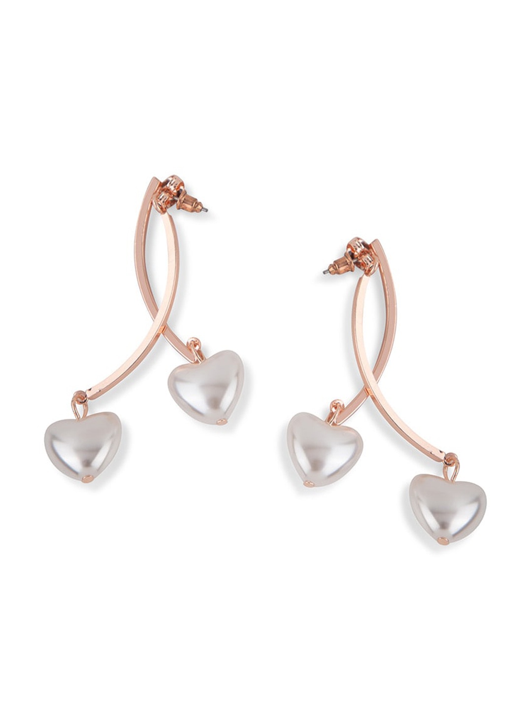 

PRITA BY PRIYAASI Rose Gold-Plated Heart Drop Earrings