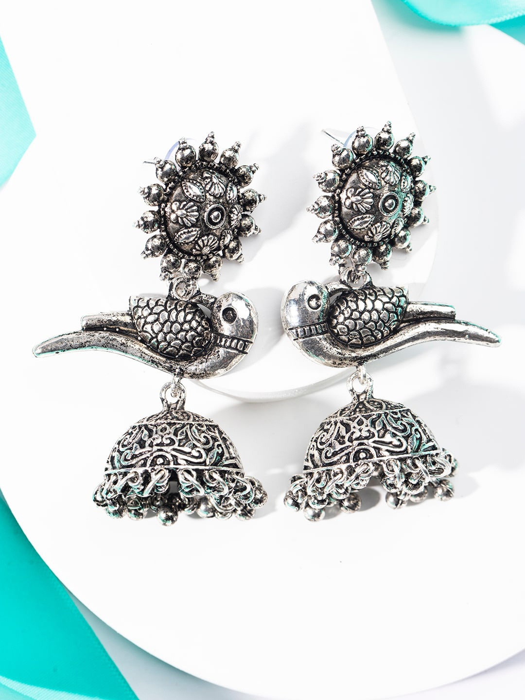 

Priyaasi Silver-Plated Contemporary Jhumkas