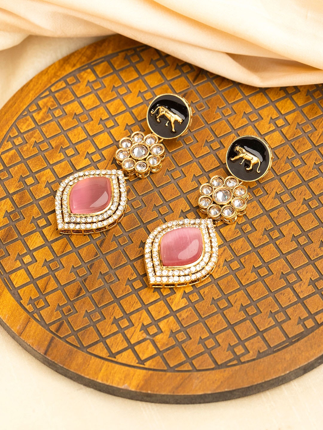 

Priyaasi Gold-Plated Contemporary Drop Earrings