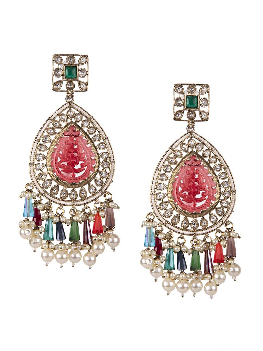 

Priyaasi Gold Plated Kundan Studded Drop Earrings