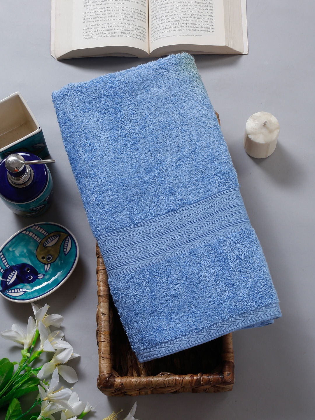 

Naksh Blue 450 GSM Cotton Bath Towels