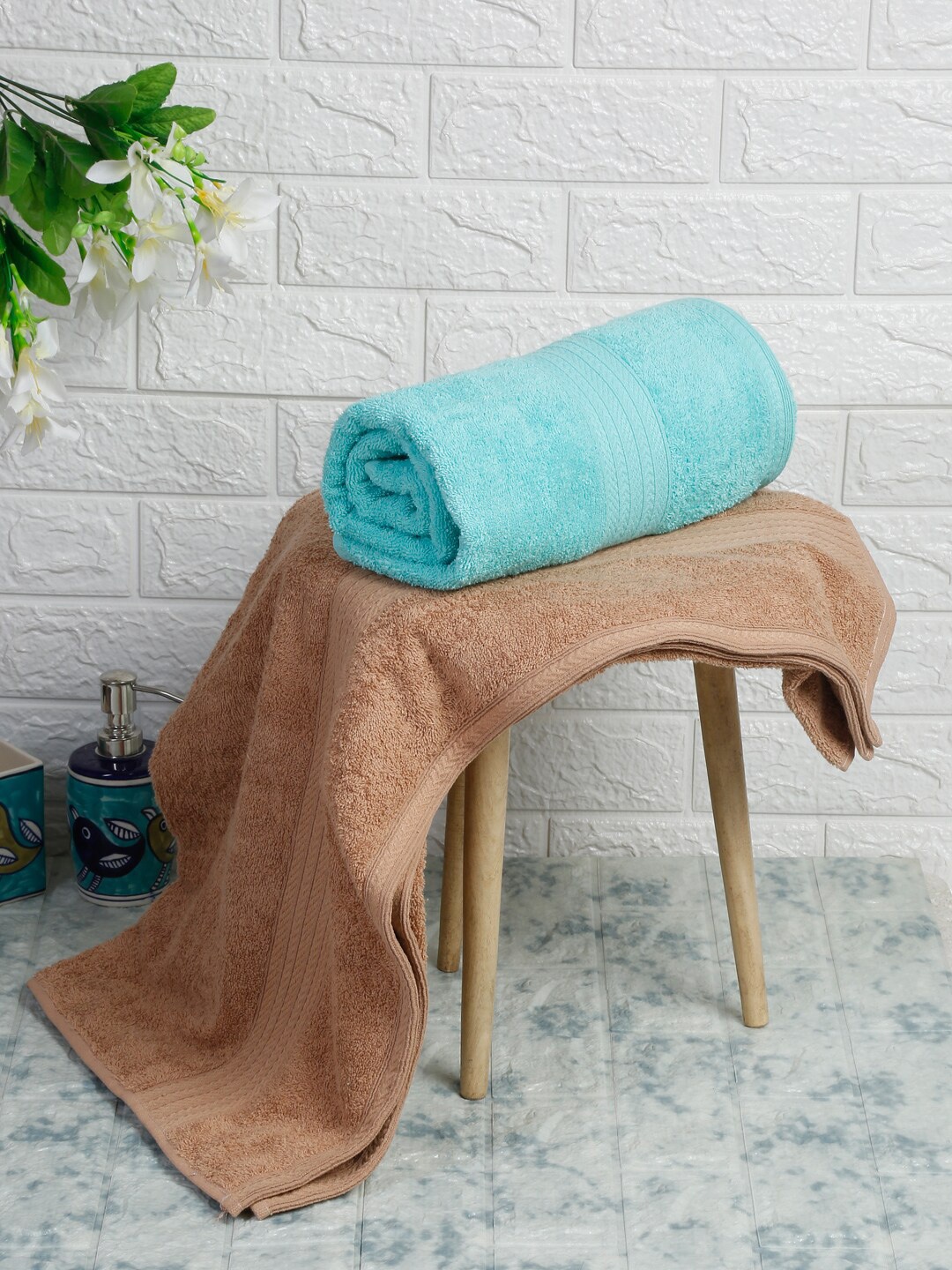 

Naksh Beige & Blue 2 Pieces Cotton 450 GSM Bath Towels