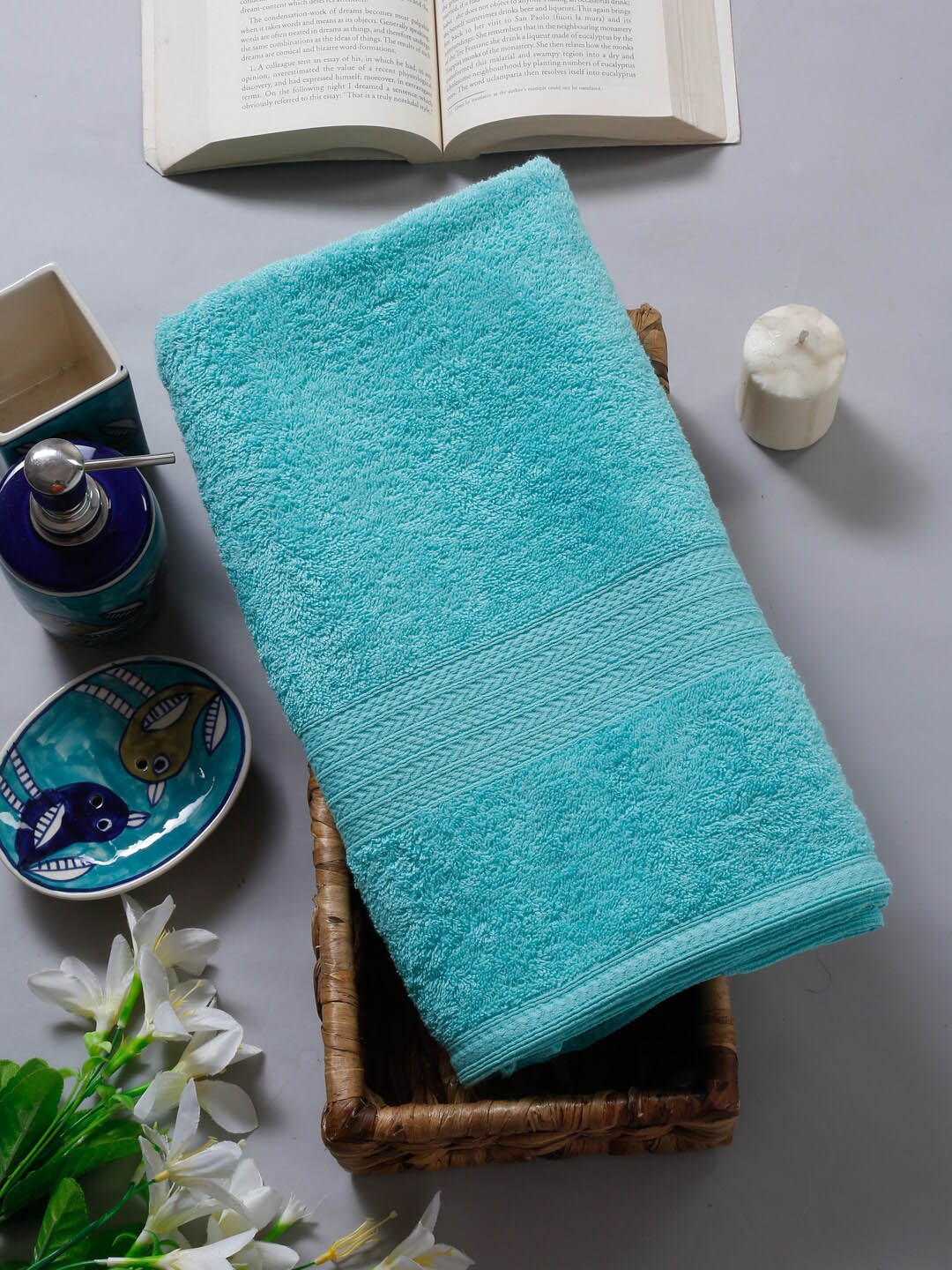 

Naksh Blue Cotton 450 GSM Bath Towels